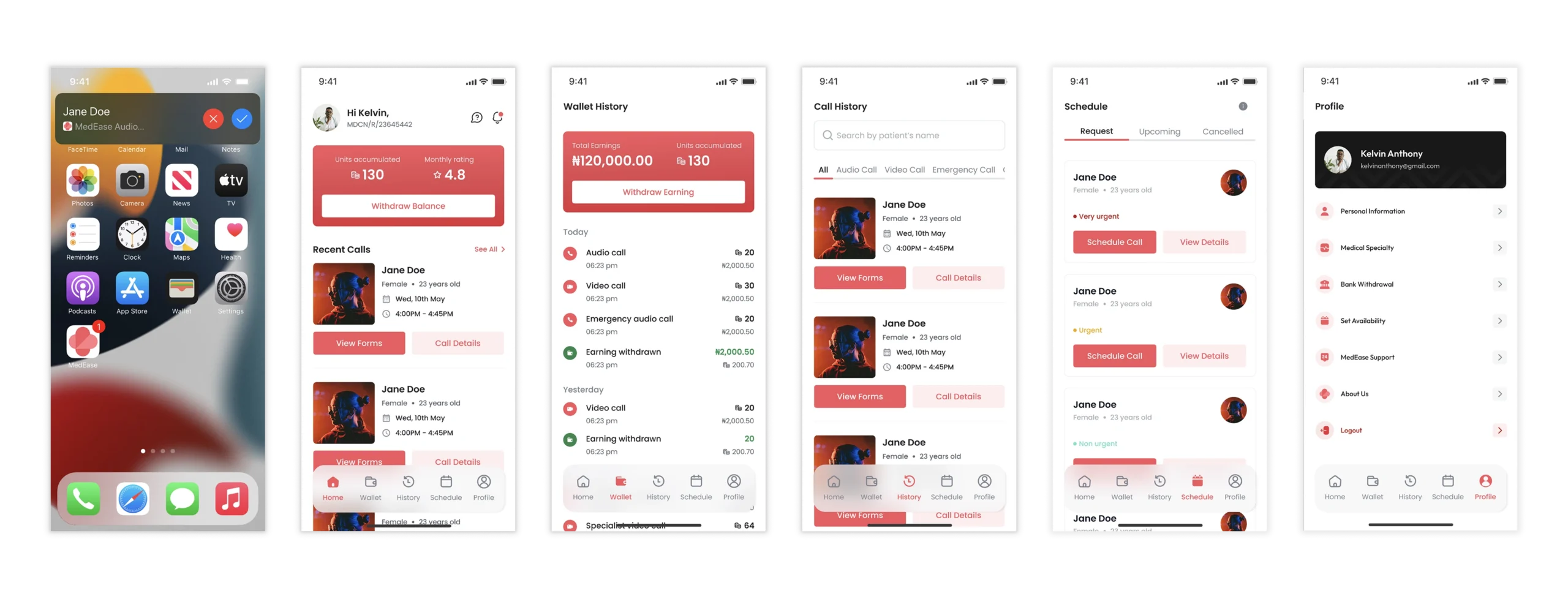 MedEase Doctor screens