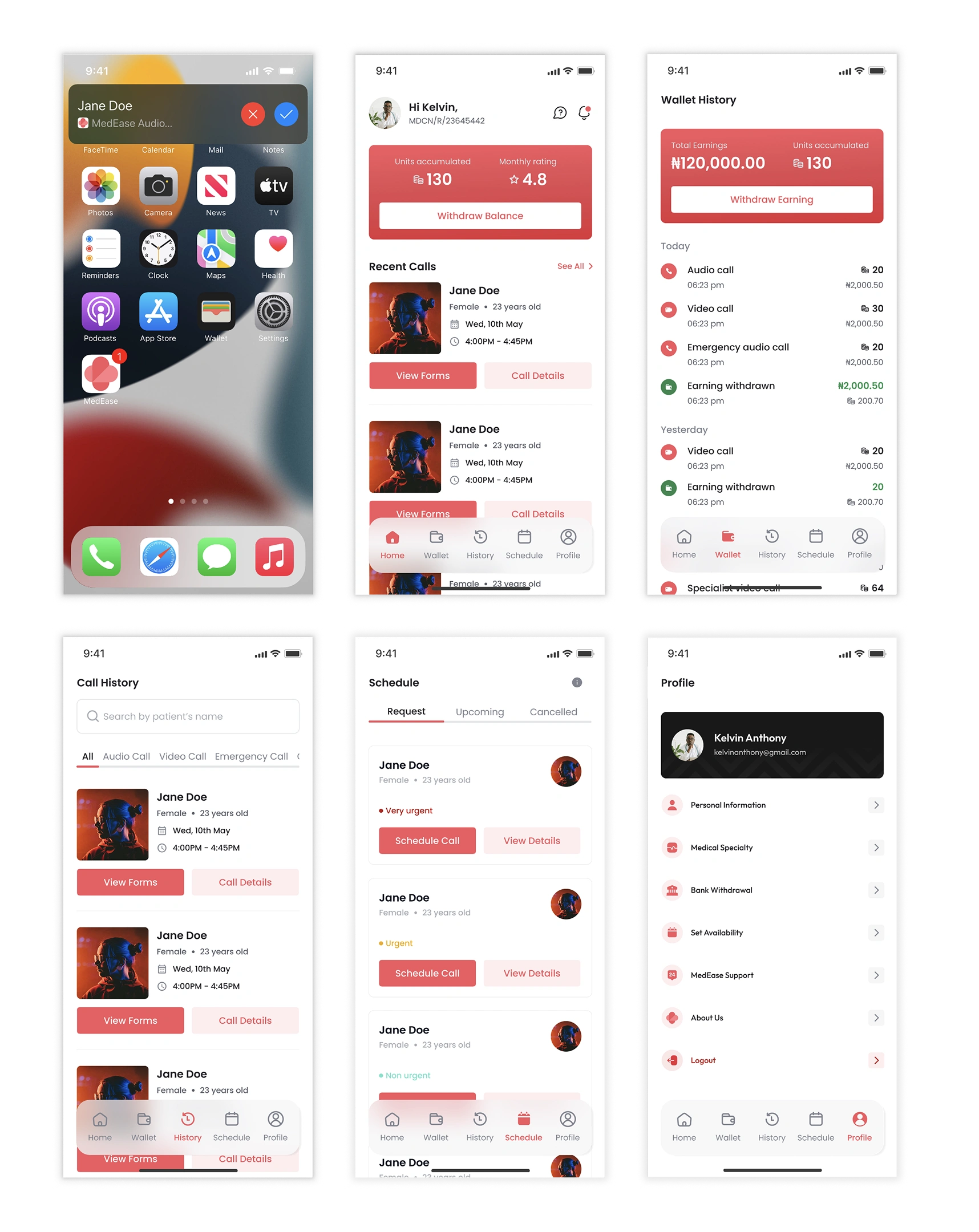 MedEase Doctor screens