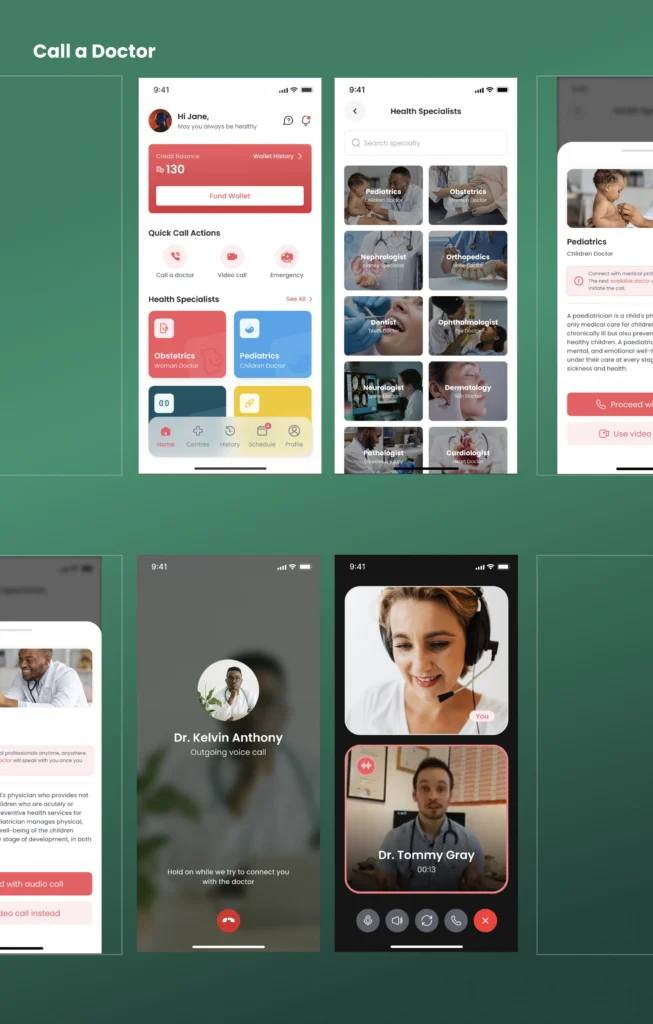 MedEase call screens